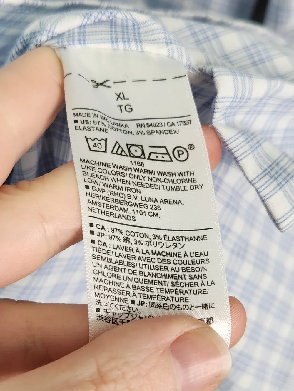Banana Republic Factory Light Blue and White Checked Men's Dress Shirt